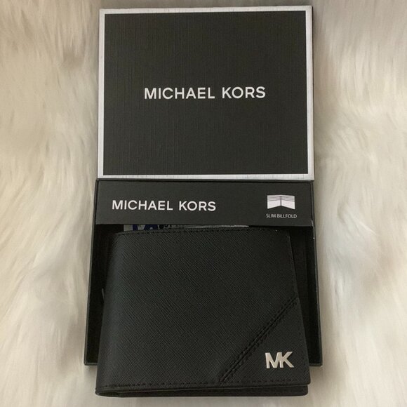 MICHAEL KORS Jet Set Saffiano Leather Slim Billfold Wallet in Black - Picture 1 of 5